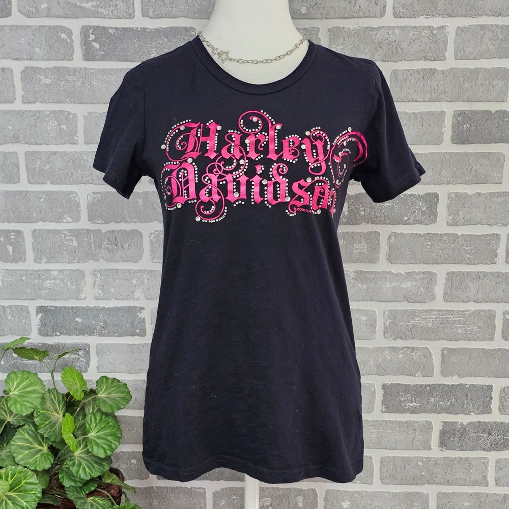 Harley Davidson Black Widow Rhinestone T-Shirt Women's M Port Charlotte Florida